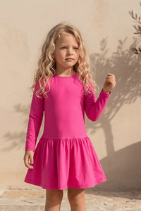 Children's Elsa Long Sleeved UV Dress UPF 50+ - Pink Sun Protective Dress - PRTECT