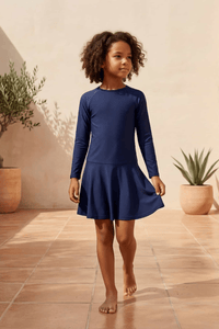 Children's Minnie Long Sleeved UV Dress UPF 50+ - Navy Sun Protective Dress - PRTECT