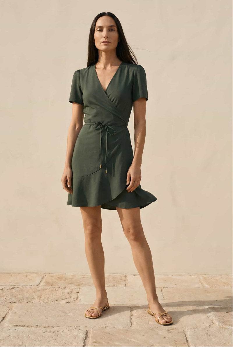 The Antigua Dress - Wrap | Olive Grove - PRTECT